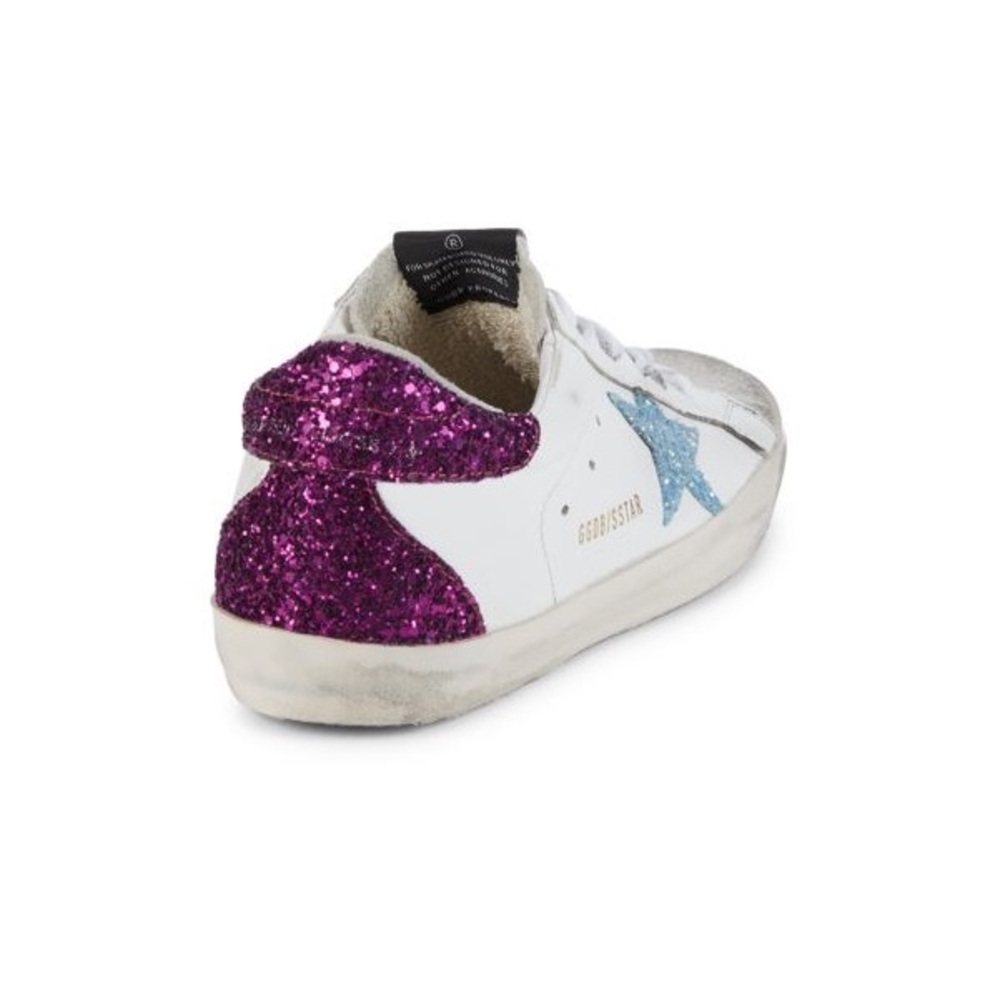 GOLDEN GOOSE SuperStars. Leather & Suede Glitter Sneakers. Size 37. - Picture 3 of 9